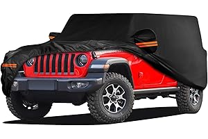 MIGAVEN Upgraded Car Cover for Jeep Wrangler 4 Door JK JL 2006-2023 Outdoor Waterproof Sun Rain Wind Snow Hail Protection with Driver Door Zipper