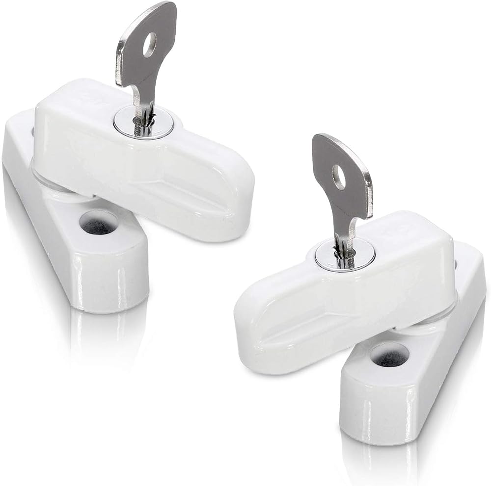 XFORT 2 Pack uPVC Door Window Jammer Locks French Doors Security White Brown