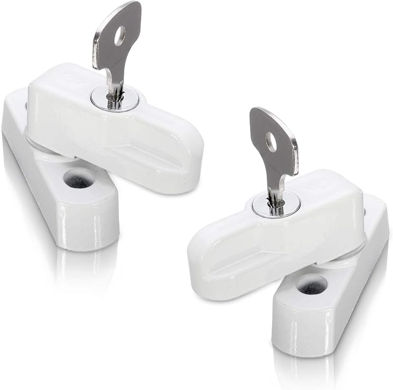XFORT 2 Pack uPVC Door Window Jammer Locks French Doors Security White Brown