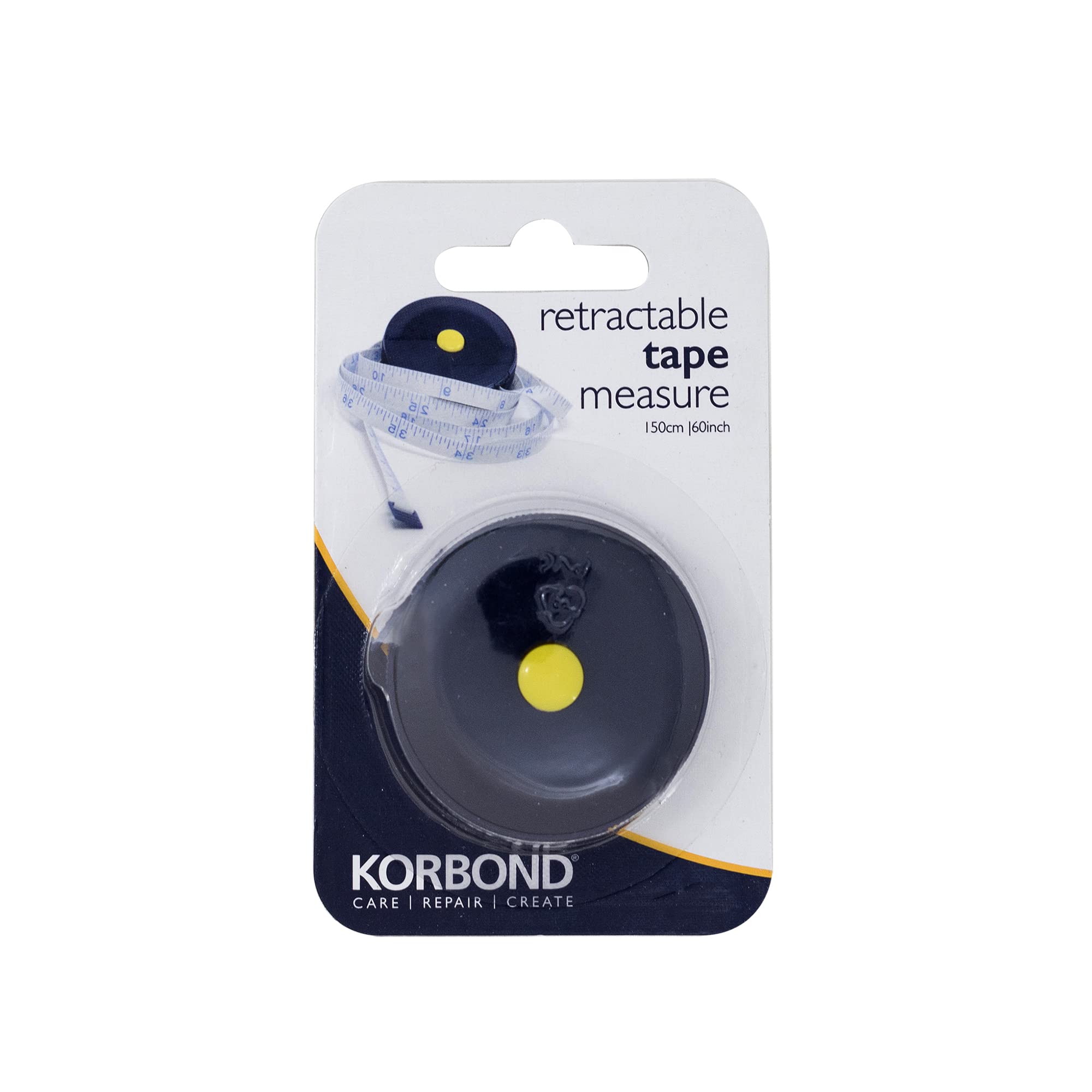 Korbond Retractable Tape 150cm/60inches – Soft Non-Stretch-Large Print-Dressmaking, Crafting, Body Measurements, Tailoring, DIY, Handbag, Blue, Set of 1