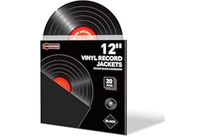 CARDARCHIVER 20PCS Black 12-Inch LP Vinyl Record Jackets, 350gsm Cardboard Sleeves with No Center Hole, Blank Album Covers for 33 RPM Storage & Protection, Thick LP Jackets for Record Storage