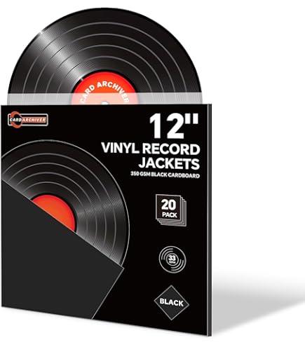 20PCS Black 12-Inch LP Vinyl Record Jackets, 350gsm Cardboard Sleeves With No Center Hole, Blank Album Covers For 33 RPM Storage & Protection, Thick LP Jackets For Record Storage - View #2