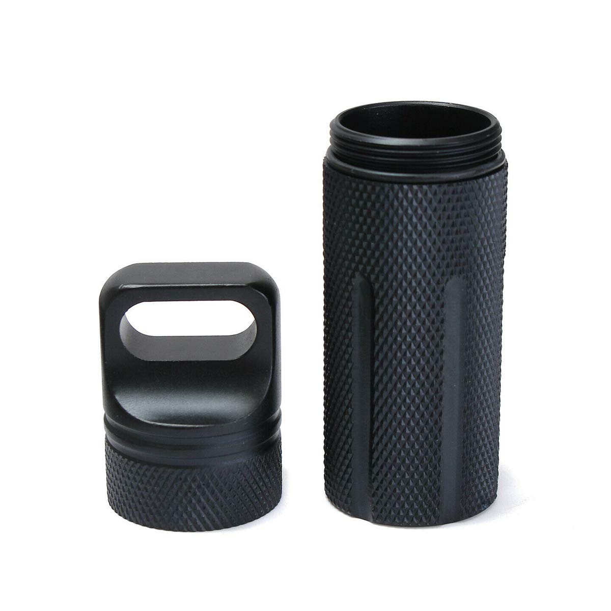 BE-TOOL Waterproof Seal Bottle 1Pcs EDC Container Full Metal EDC Waterproof Capsule Survival Tool for U-Disk, Fishing Gear, Money Black (Round Head)