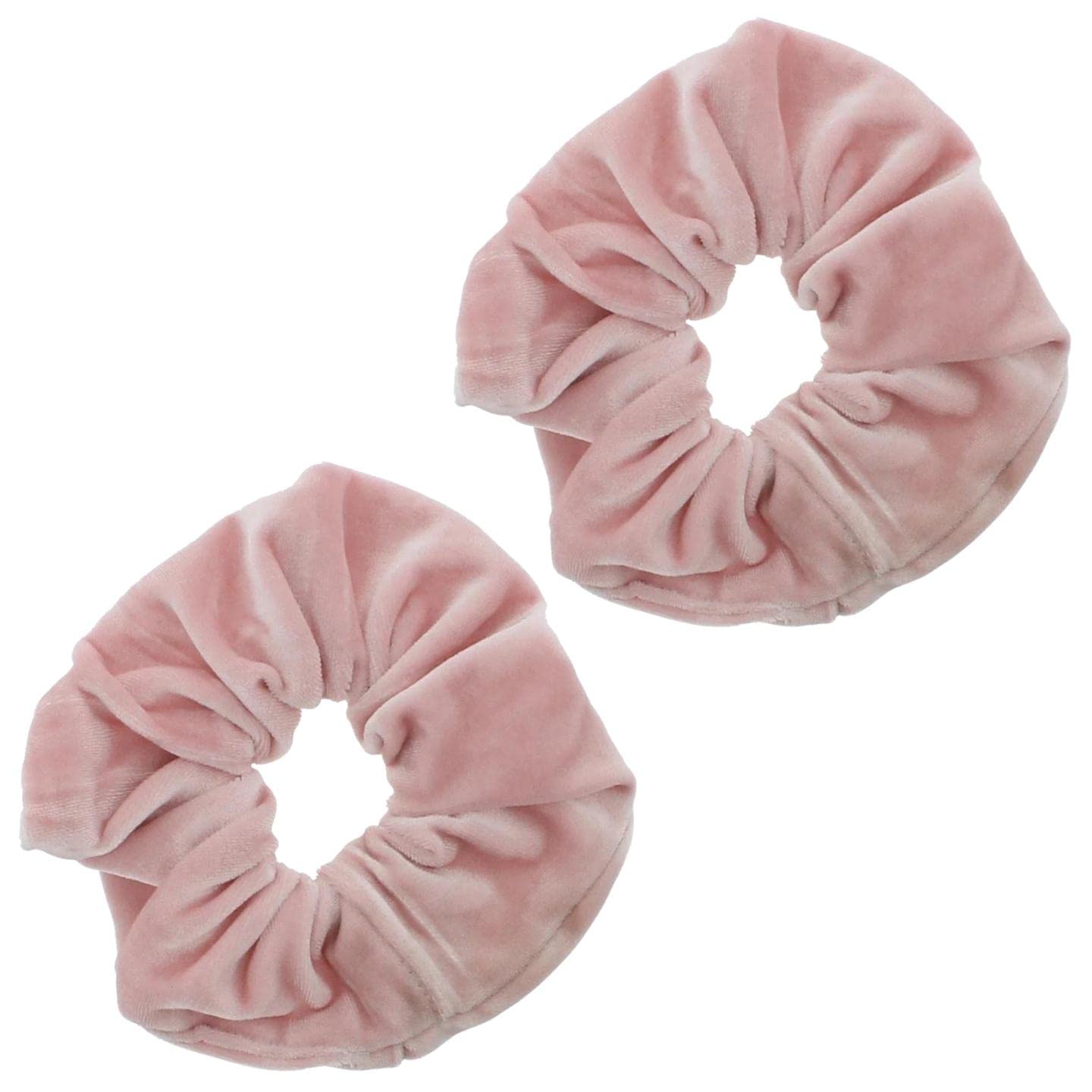 Topkids Accessories - Luxury Velvet Scrunchie Scrunchies Elastic Hair Band Ponytail Holders Hair Scrunchie Hair Bobbles Hair Accessories for Women, Ladies, Girls - Pack of 2 (Pale Pink)