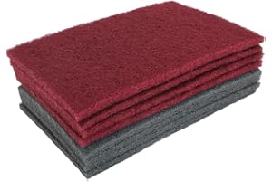 QZATTCAEN 6" x 9" Scuff Pad Variety 8 Pack, 4 Each Maroon and Gray, Scuffing, Scouring, Sanding, Cleaning, Blending, Paint Surface Prep Adhesion - Automotive Auto Body 7447&7448