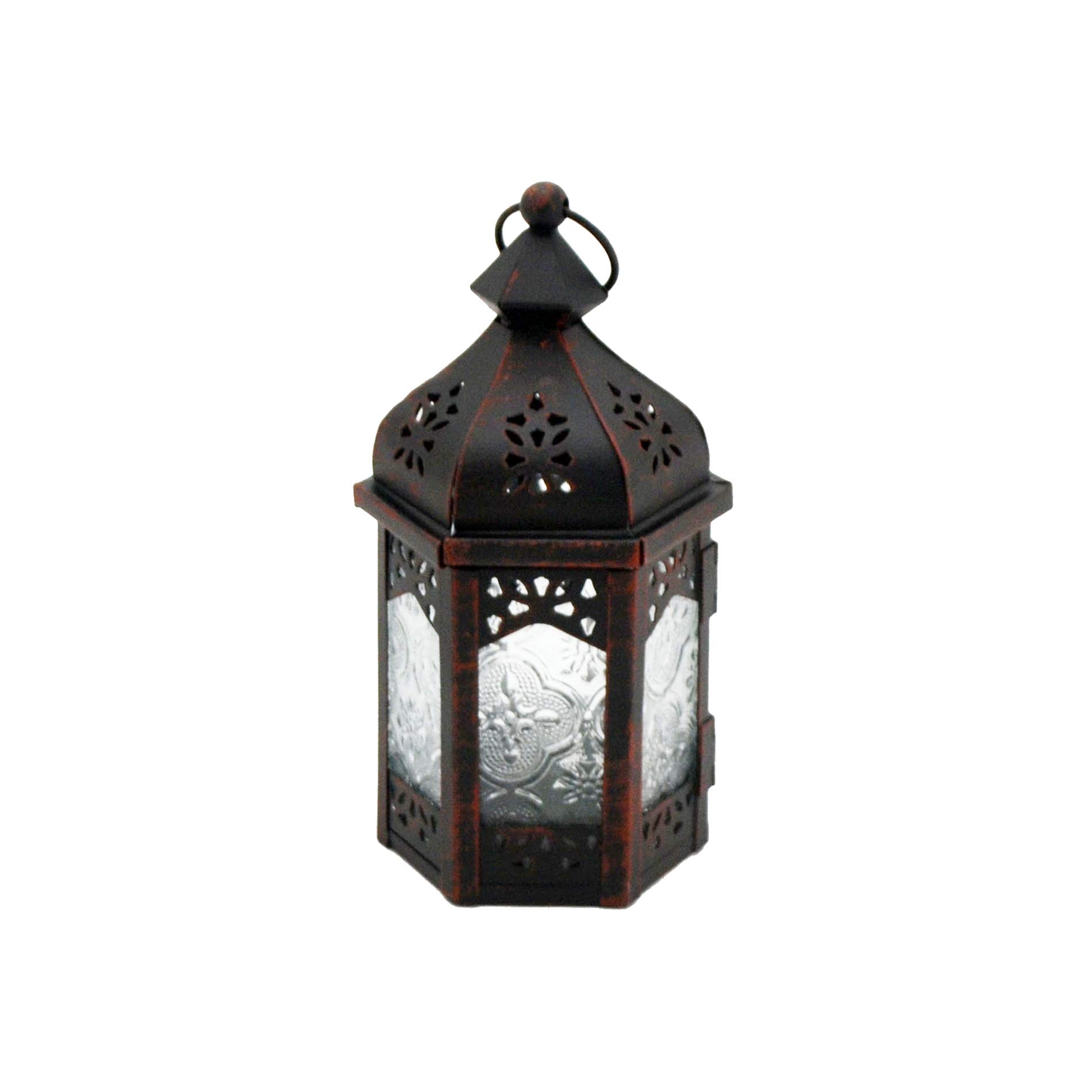 Rebecca Mobili Decoration Lantern, Candle Holder, Glass Metal, Black, Terrace Home Decor - Measures: 17 x 9 x 8 (HxWxD) - Art. RE6565