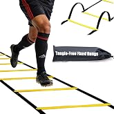 Axceroh Tangle-Free Agility Ladder, 12 Fixed Rungs, 2 lb Heavy Duty, 18ft | Quick Setup Speed Ladder Training Equipment | 12 Fixed Rungs | 2 lb Heavy Duty | Connectable Design | Carrying Bag Included
