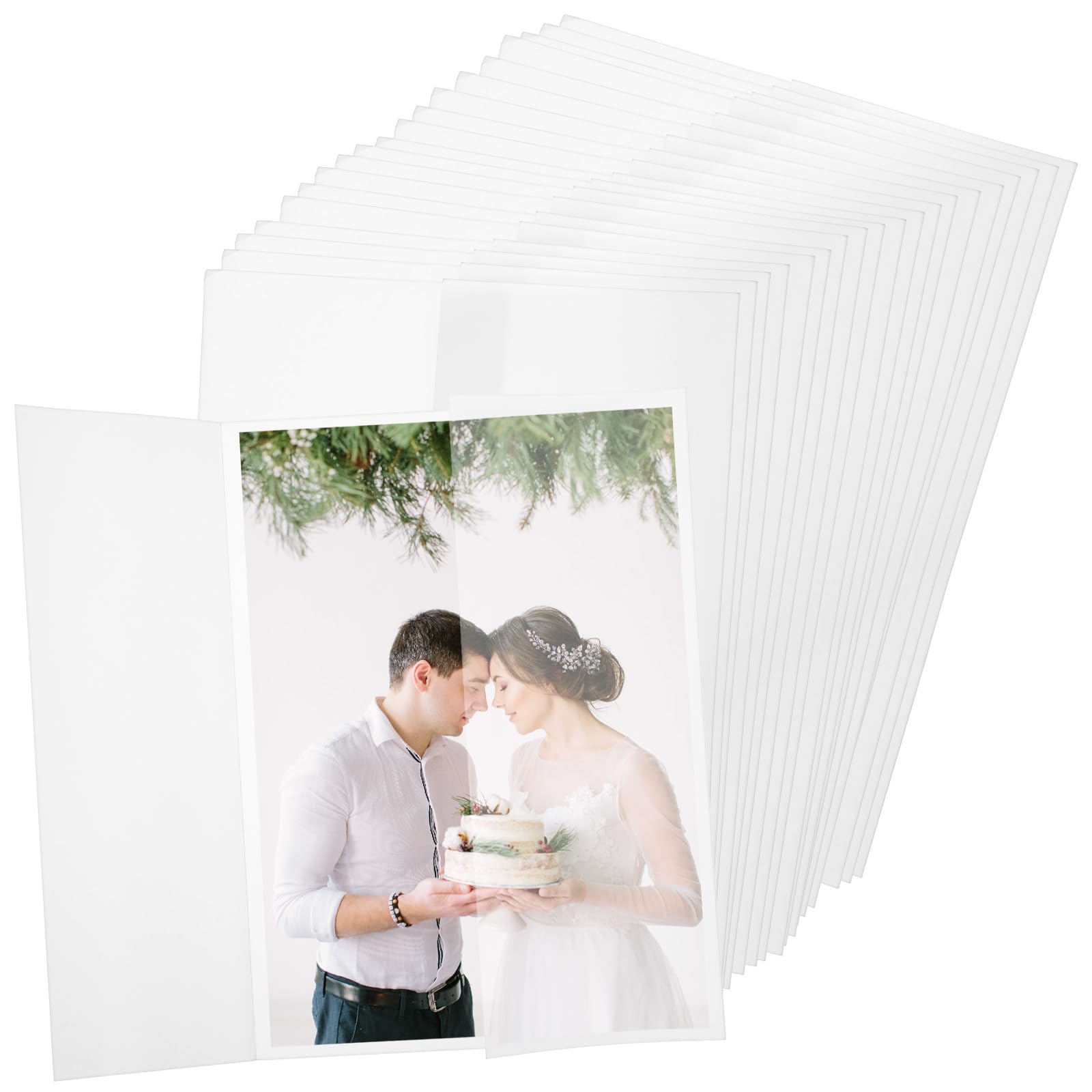 Photo 1 of 100Pcs Vellum Jackets for 5x7 Invitations, Pre-Folded Vellum Paper Wraps, Transparent Paper Envelope Liners Bulk for A7 Wedding Invitation, Greeting Cards, Baby Shower Invitations Wraps