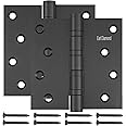 Earl Diamond 304 Stainless Steel 4" Matte Black Door Hinges, Heavy Duty Ball Bearing Door Hinges with Square Corners for Exterior Interior Gate Swing Security Doors (Set of 2 Hinges)