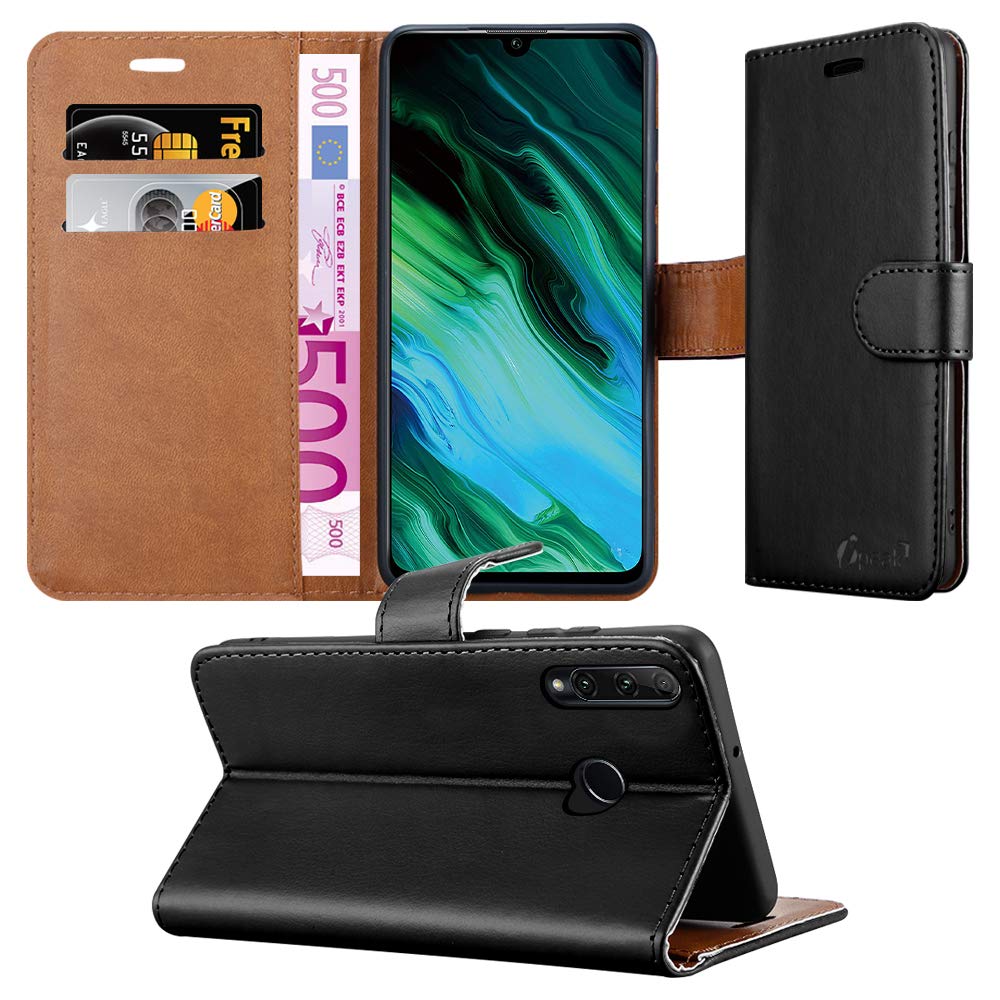 iPEAK For Huawei Honor 20e Phone Case Leather Book Flip Stand Wallet Cover For Huawei Honor 20E Mobile (Black)