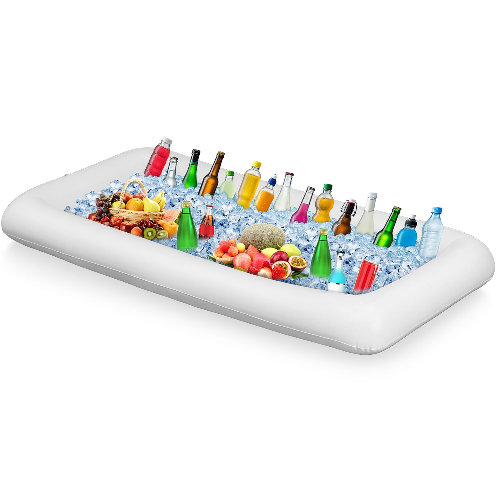 Photo 1 of Leitee Inflatable Serving Bar with Drain Plug 52 x 24 x 5'' Inflatable Ice Serving Buffet Bar for Party Food Cooler Buffet Drink(White,Basic Style)