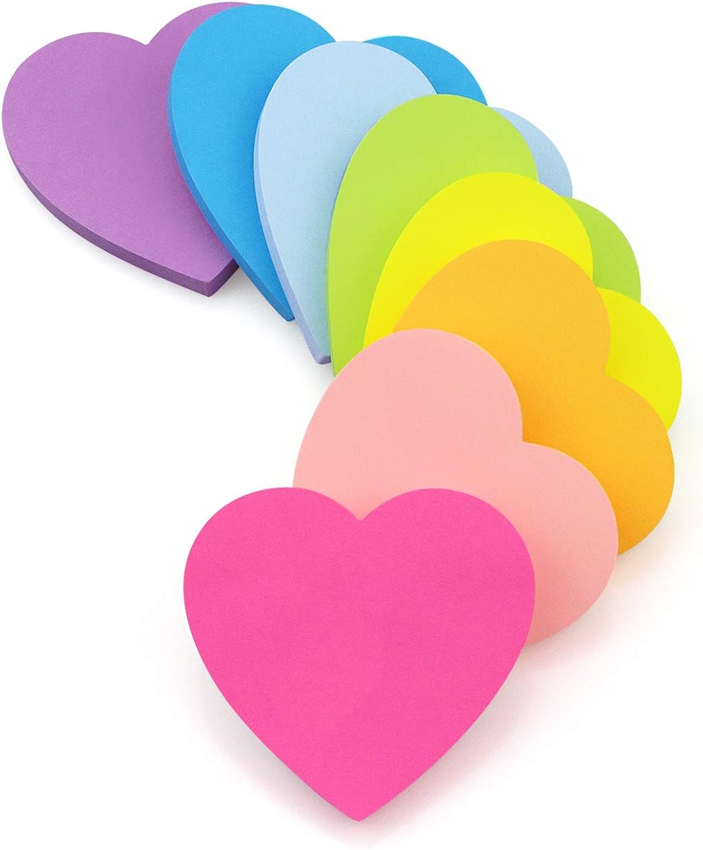 Early Buy 3x3 Heart Shape Sticky Notes 8 Pads Pack 75 Sheets Each