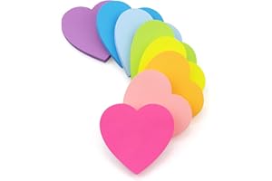 SIMONA Heart Shape Sticky Notes 8 Color Bright Colorful Sticky Pad 75 Sheets/Pad Self-Sticky Note Pads