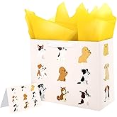 Linelglobal Dog Gift Bag with Wrapping Paper for Women Men 12.6"