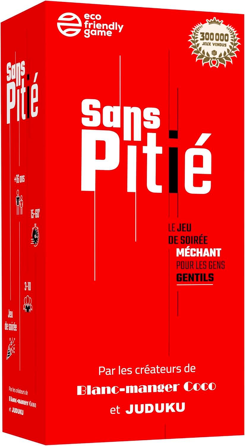 Sans Pitié White Eating Coconut & Juduku Board Games - Made in France - Board Game Containing 600 Cards - Funny Gift