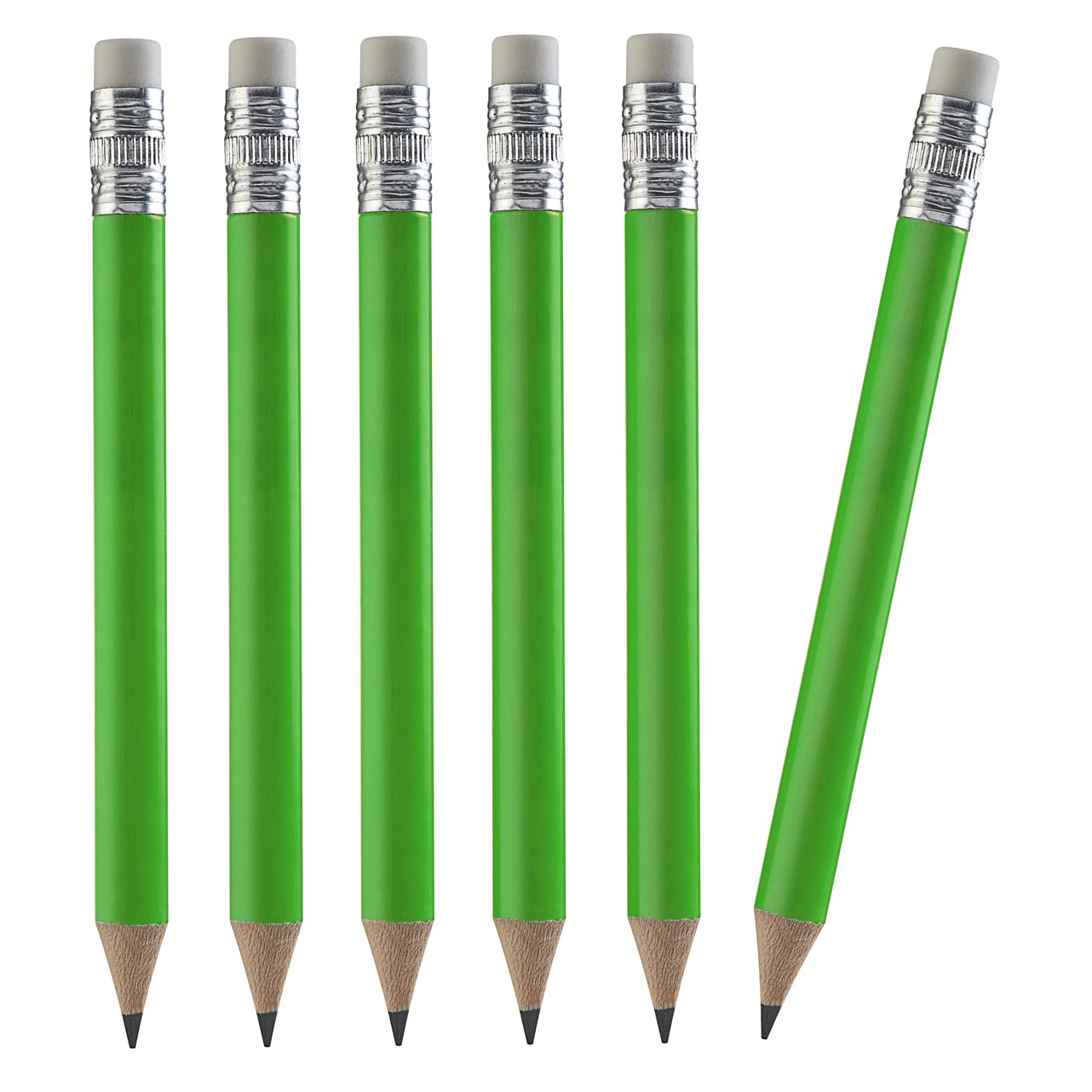 TH Golf 100pcs Premium Golf Pencils, 4 Inch Mini Half Pencils with Eraser Sharpened Wood Mini Round for Schools Wedding Toddlers Home Corporate Multiple Colours (Neon Green)
