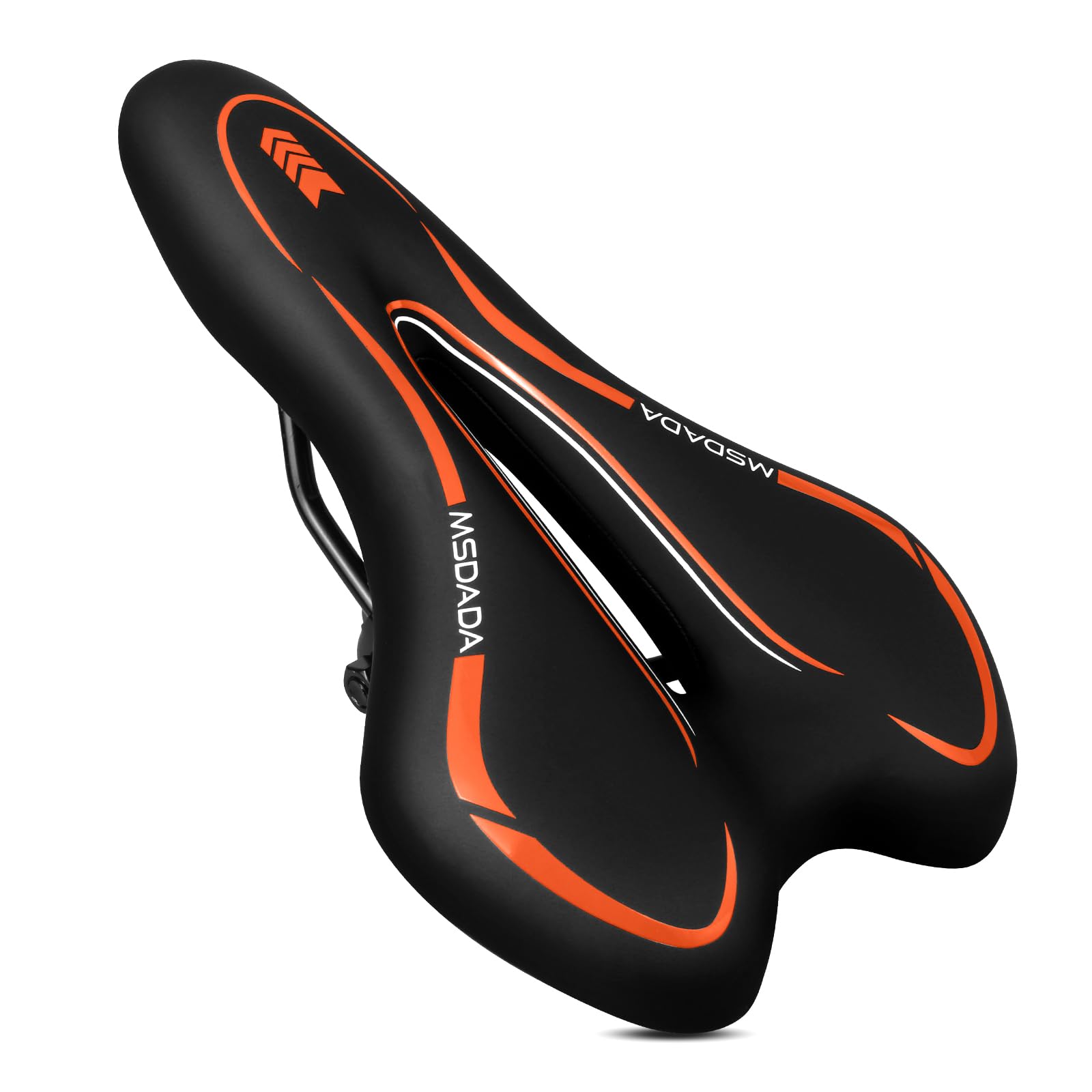 New Gel Bike Seat, MSDADA Comfortable Bike Saddle for Men & Women, Waterproof Gel Bicycle Saddles, Soft Bicycle Seat for BMX, Road Bike, Mountain Bikes, Push Bike, Exercise Bike, City Bikes(Orange)