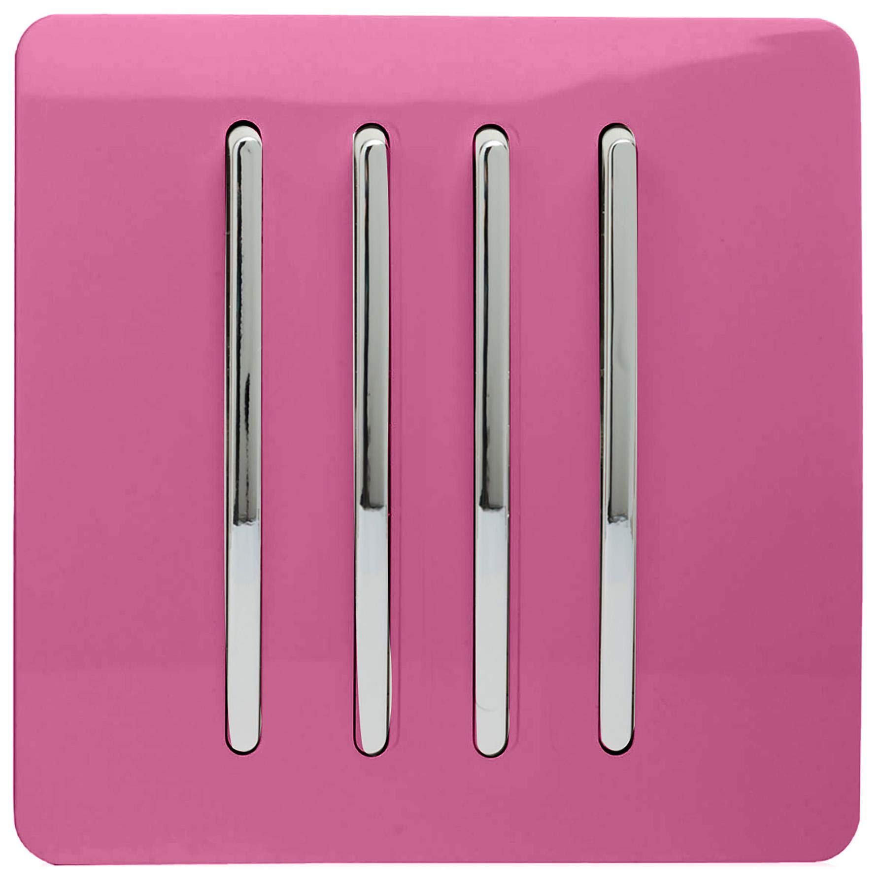 Trendi 4 Gang 2 Way Artistic Modern Glossy 10 Amp Rocker Tactile Light Switch Pink