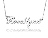 AOLO Brooklynn Heart Name Necklace Silver Stainless