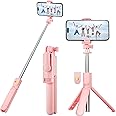 Aourxiv Pink Selfie Stick Tripod, with Wireless Remote Control, Live Streaming and Video Recording, Compatible with Android, iPhone and More