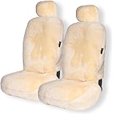 ZONETECH Sheepskin Seat Covers Fuzzy Car Seat Covers Ivory Australian Merino Wool Fluffy Fur Auto Accessories All Season Protection for Your Seats Universal Fits Most Car SUV Airbag Compatible 2-Pack