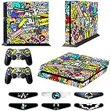 Skins for PS4 Controller - Decals for Playstation 4 Games - Stickers Cover for PS4 Console Sony Playstation Four Accessories PS4 Faceplate with Dualshock 4 Two Controllers Skin - Doodle