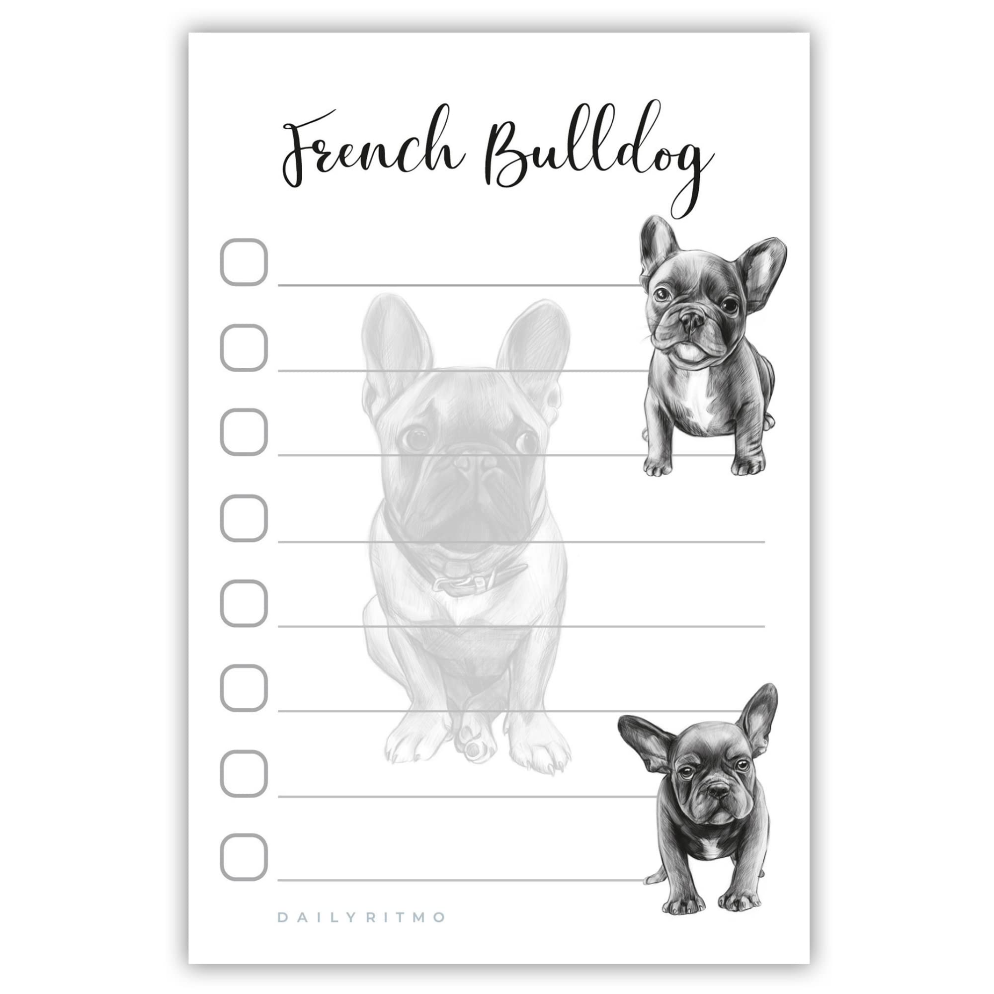 French Bulldog Puppies Sticky to Do List Notepad - Stationary School Office Supplies for Frenchie Mom | French Bulldog Gifts for Frenchie Lovers | 10 cm x 15 cm 50 Pages