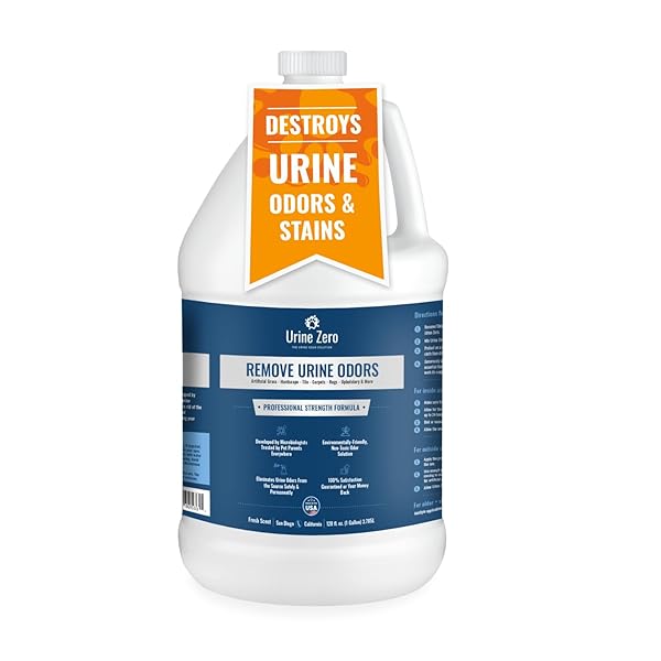 URINE ZERO PET ODOR ELIMINATOR – READY-TO-USE 1 GALLON | POWERFUL BIO-ENZYME CLEANER FOR DOG & CAT URINE SMELL ON ARTIFICIAL GRASS, CARPET, TILE, RUGS & MORE | PET & KID SAFE
