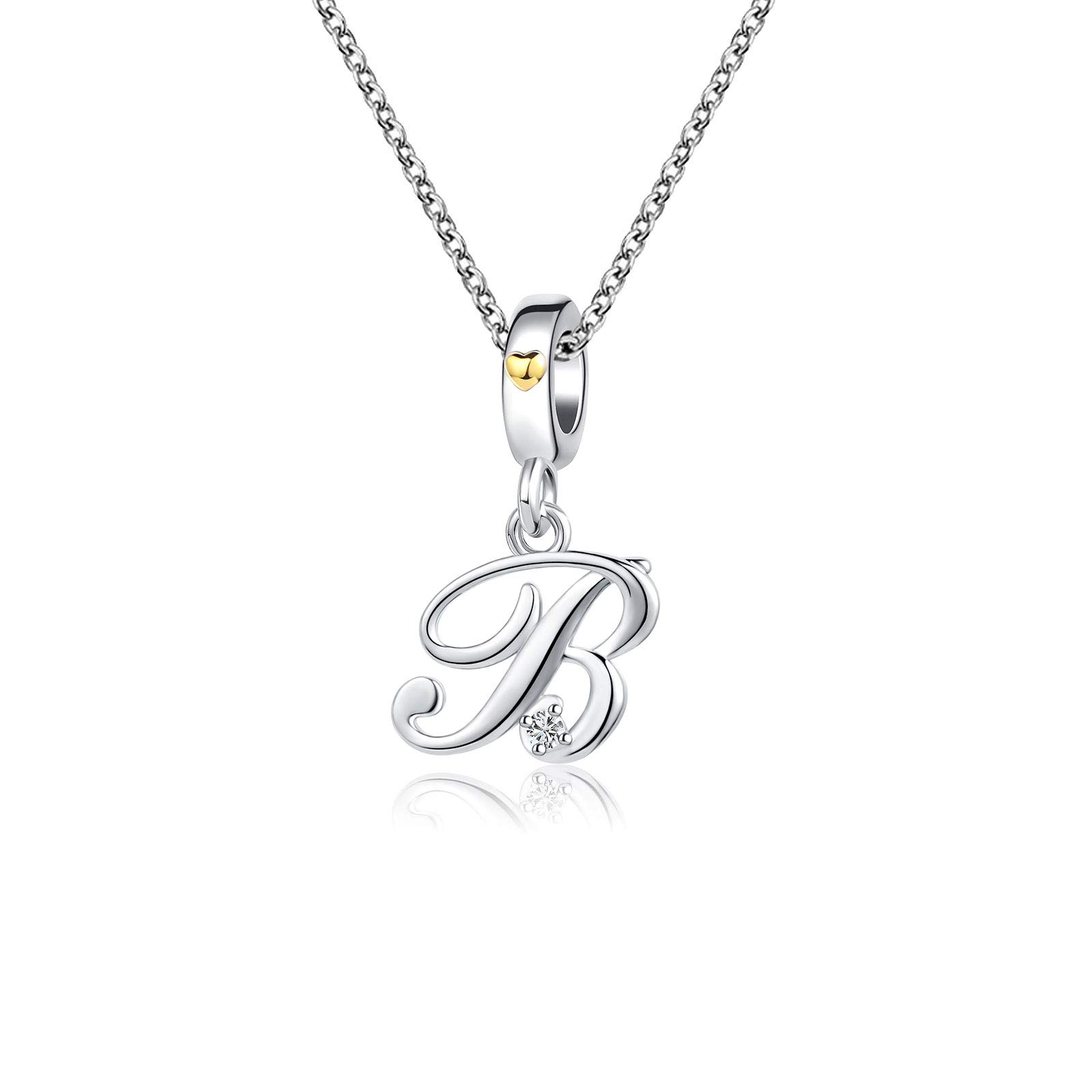 KunBead Jewelry Personalised Letter B Initial Necklace Mum Love Heart Alphabet Cheap 18 inch Necklace for Women