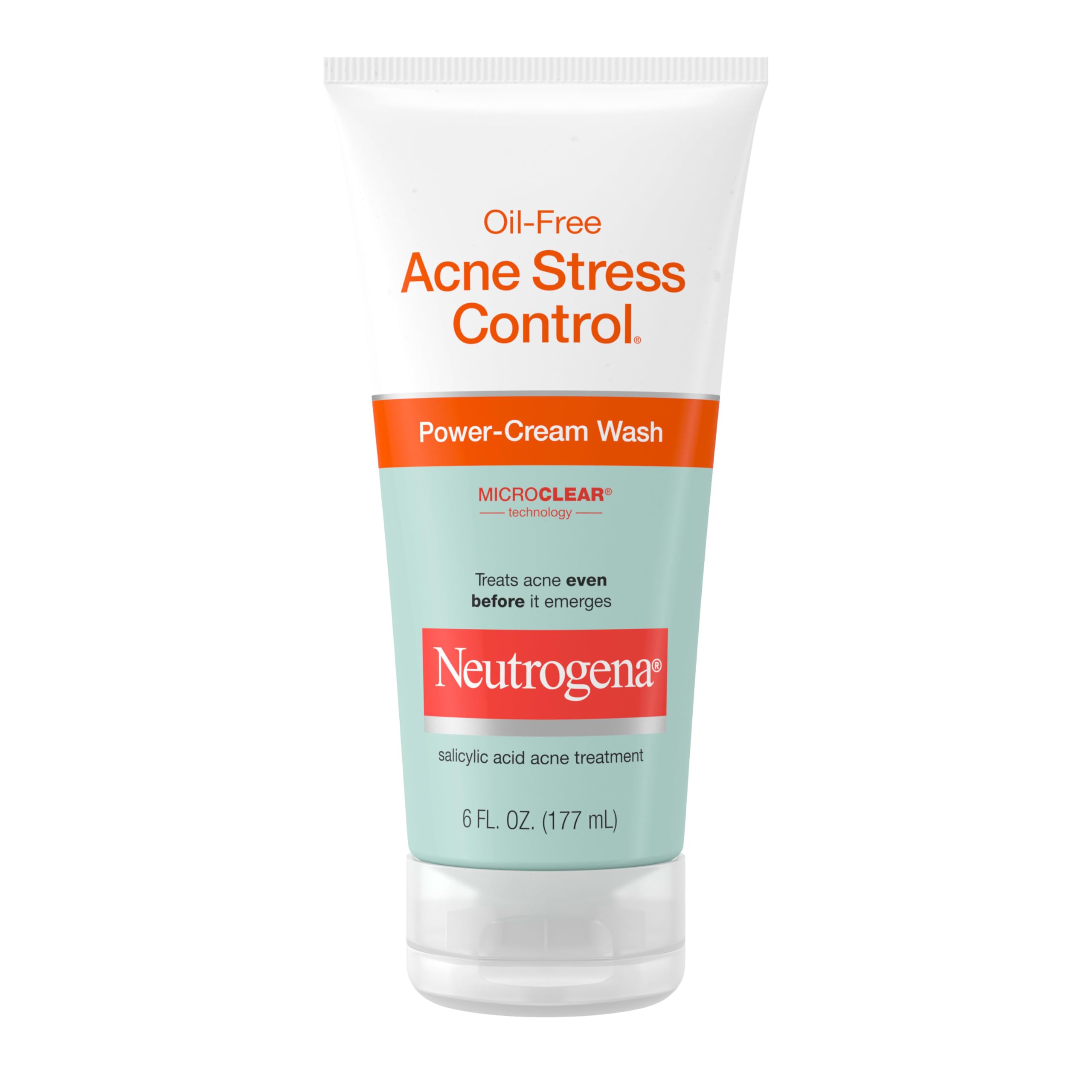Photo 1 of Neutrogena Oil-Free Acne Stress Control Power-Cream Face Wash with 2% Salicylic Acid Acne Treatment Medication, Soothing Daily Acne Facial Cleanser for Acne-Prone Skin Care, 6 fl. oz, 3 Pack