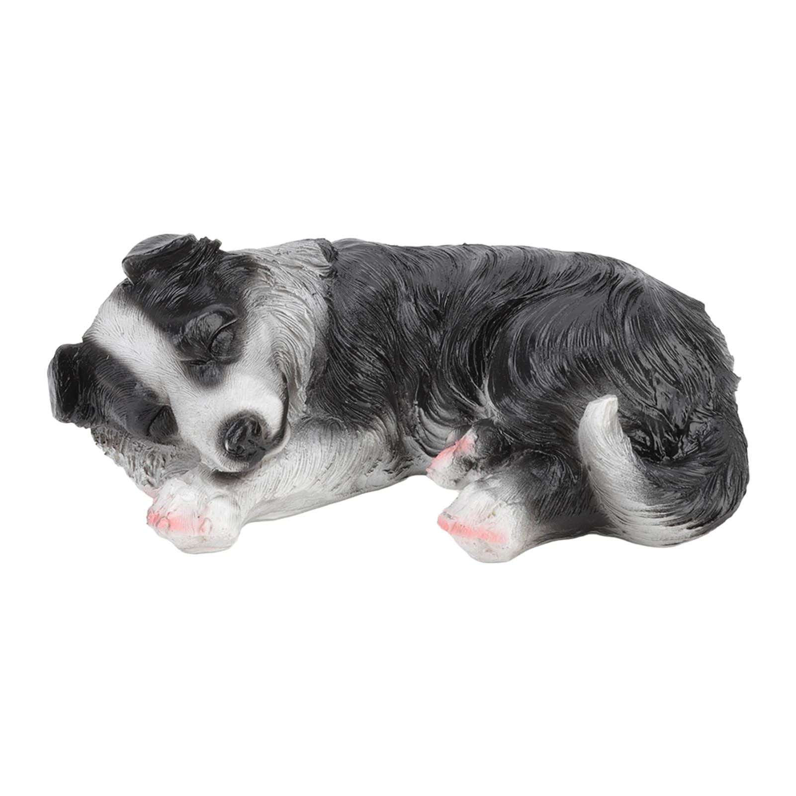 VIFERR Puppy Statues Sleepy Puppy Statue Resin Waterproof Border Collie Statue Sleeping Dog Ornament for Home Office Garden Desktop Decorations