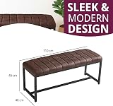 Hallowood Furniture Cullompton Dining Bench 110cm Brown Leather Effect view 2