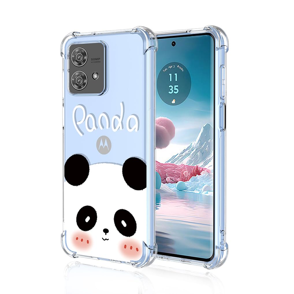 SEAHAI Case for Motorola Edge 40 Neo, Ultra Thin Soft Silicone Clear Back TPU Bumper Shockproof Cover Fashion Flowers Graphic Colorful Skin Slim Case - Panda