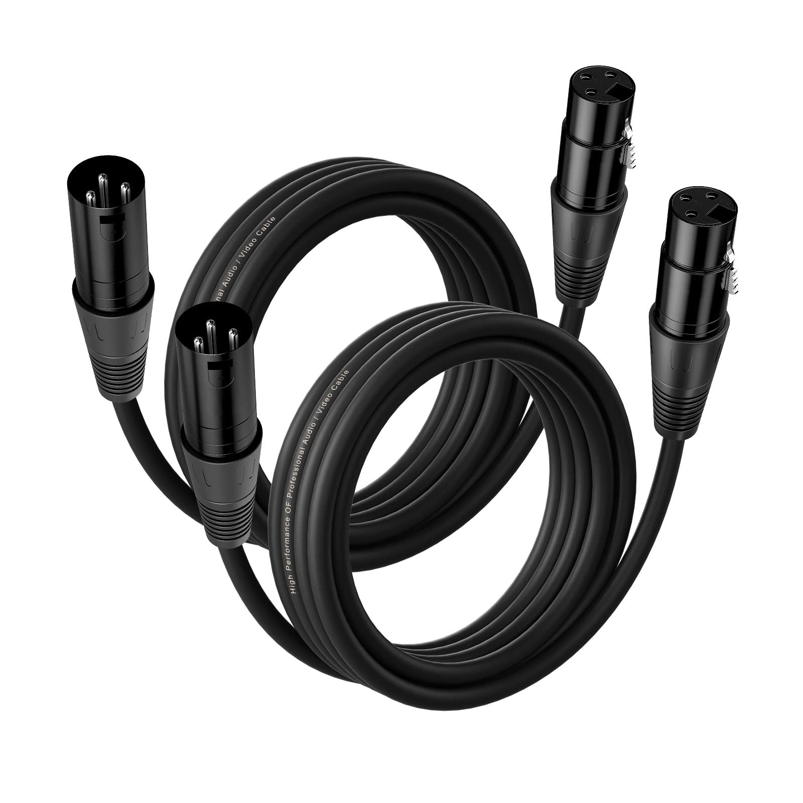 NUOSIYA 6M XLR Cable, 2 Pack 50ft Balanced Microphone XLR Male to Female Extension Cable Jack Extender Cord for Studio Recorder, Mic, Mixer, Speaker System, Phantom Power