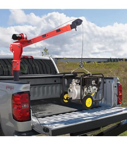 1100 Lb Folding Truck Bed Crane With 3500 Lb Electric Winch - 360° Rotatable Hoist For Loading Engines, Timber, Stone