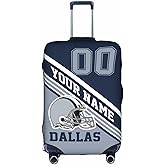 Midkepf Custom Luggage Cover, Personalized Dallas Suitcase Cover for Vacation Travel, Design Your Name and Number Washable Elastic Luggage Protector Gifts for Men Women Fans