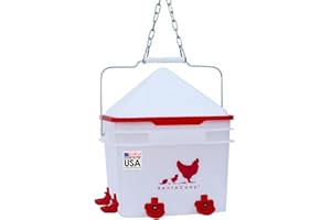 RentACoop 2 Gallon Chicken BPA-Free Plastic Bucket Waterer Set with 4 Horizontal Nipples - Corner Placement