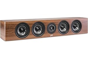 Polk Audio Reserve Series R350 Slim Center Channel Loudspeaker, Doubles as L/R Surround Speaker, 1" Pinnacle Tweeter & Four 4" Turbine Woofers, Dolby Atmos & IMAX Enhanced, Home Stereo Speakers, Brown
