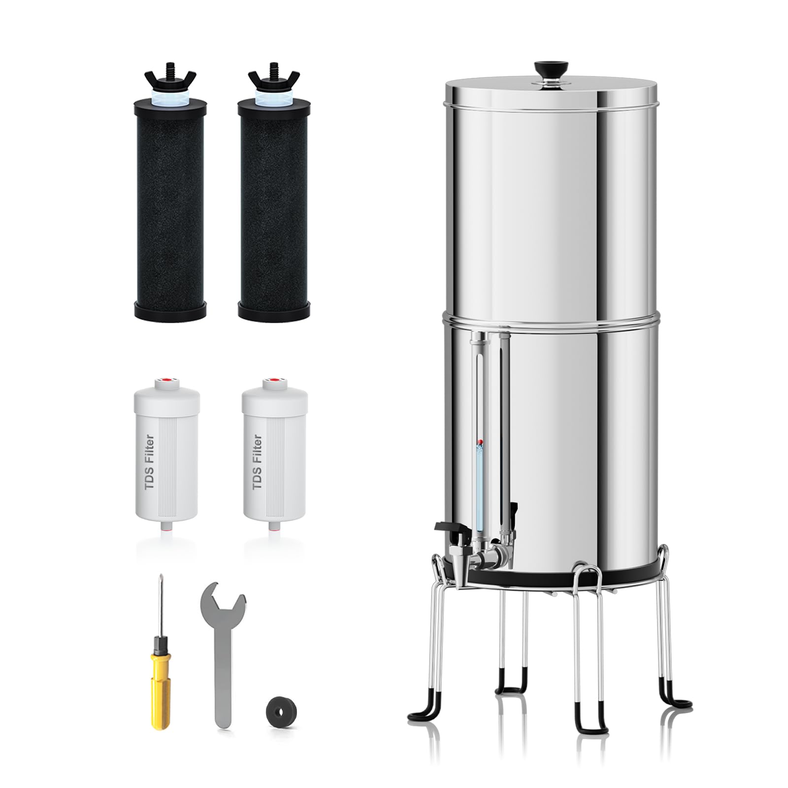 Purewell 1.5 Gallon Stainless Steel Countertop 8-Stage Water Filter ...
