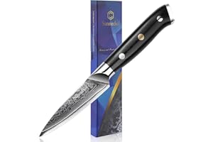 Sunnecko Paring Knife Damascus Kitchen Knife Full Tang, 3.5 Inch Small Knife for Fruit, Sharp Knife VG10 Steel