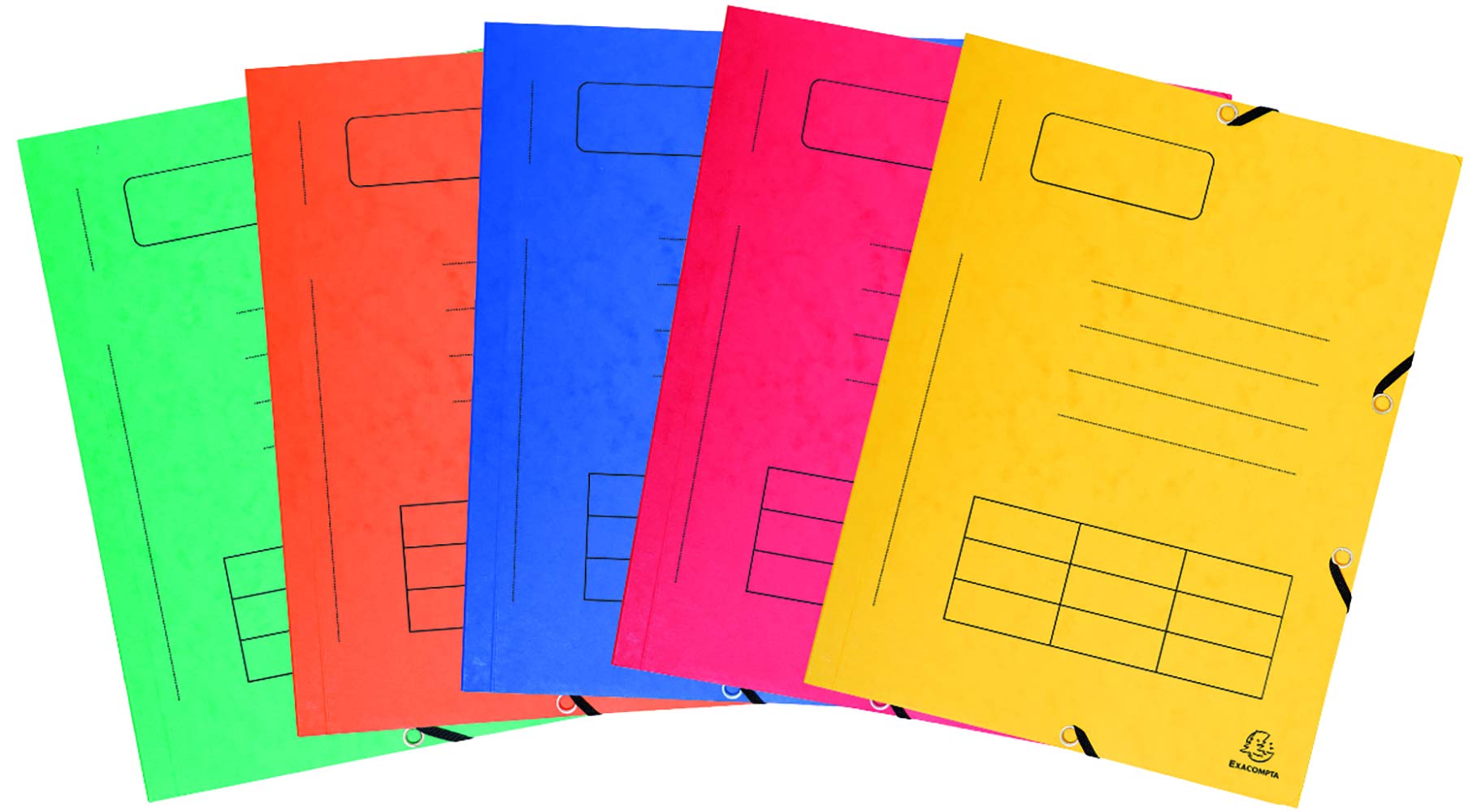 Exacompta - Ref 55360E - Pre-Printed Elasticated 3-Flap Folders - Suitable for A4 Documents, 355gsm Mottled Pressboard - Assorted Colours (Pack of 10)