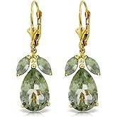 Galaxy Gold GG 14k Solid Gold Leverback Earrings Natural Green Amethysts