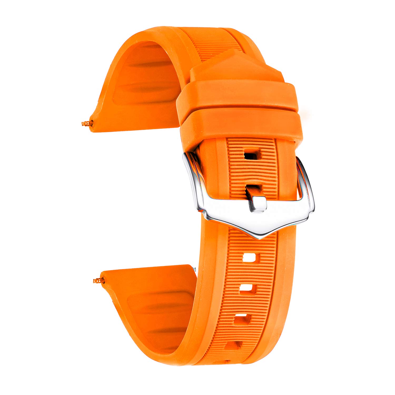 BINLUN Silicone Watch Straps 12mm-28mm Replacement Rubber Watch Bands Waterproof Sport Watchbands for Women Men (White/Red/Black/Blue/Orange/Green/Grey) （Orange，22mm）