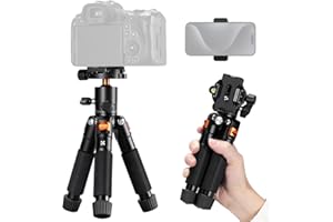 K&F Concept 21.65"/55cm Mini Tripod, Desktop Tripod with 360° Ball Head, 1/4 inch Quick Release Plate Aluminum Alloy Travel T