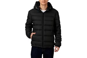 Tapasimme Men's Lightweight Puffer Jacket - Packable Down Jacket with Detachable Hood, Water-Resistant Winter Coat for Travel