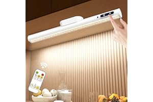 Hapfish Battery Powered Operated Wall Strip Lights, Rechargeable Magnetic LED Light Bar with Remote, Dimmable Desk Lamp, Under Cabinet Lighting Wireless for Mirror Closet Bathroom Kitchen – White