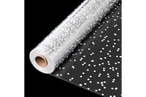 CMFYHM Clear Cellophane Wrap Roll(34" x 120’Ft) 3Mil Polka Dot Cellophane, Cellophane Gift Wrap Roll, Cellophane Wrap for Gifts, Baskets, Flowers, Party Decorations