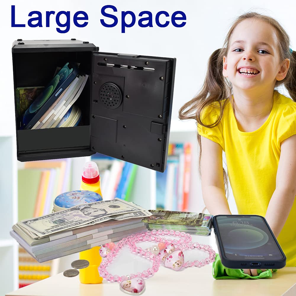 Kids Safe Bank - Piggy Bank with Password and Fingerprint Lock, Voice Money Bank, Cool and Educational Gift for Boys and Girls with Time-Stamped Log of Last Three Accesses