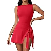 ATTRACO Tennis Dress Golf Outfits for Women Sleeveless Side Slit Active Dress Workout Romper Dresses