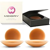 Meigry Nipple Covers For Women, 2 Pairs Sticky Pasties bra, Ultra Thin Seamless Sheer Adhesive Silicone Reusable